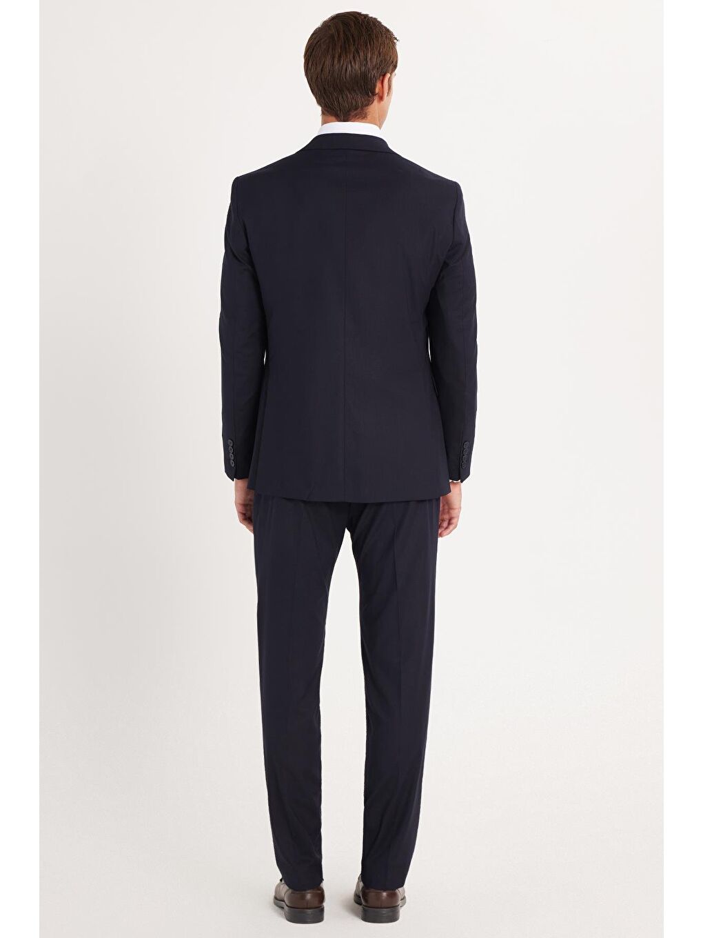 Erkek Slim Fit Mono Yaka Elastanlı Esnek Kumaş Lacivert Takım Elbise-4