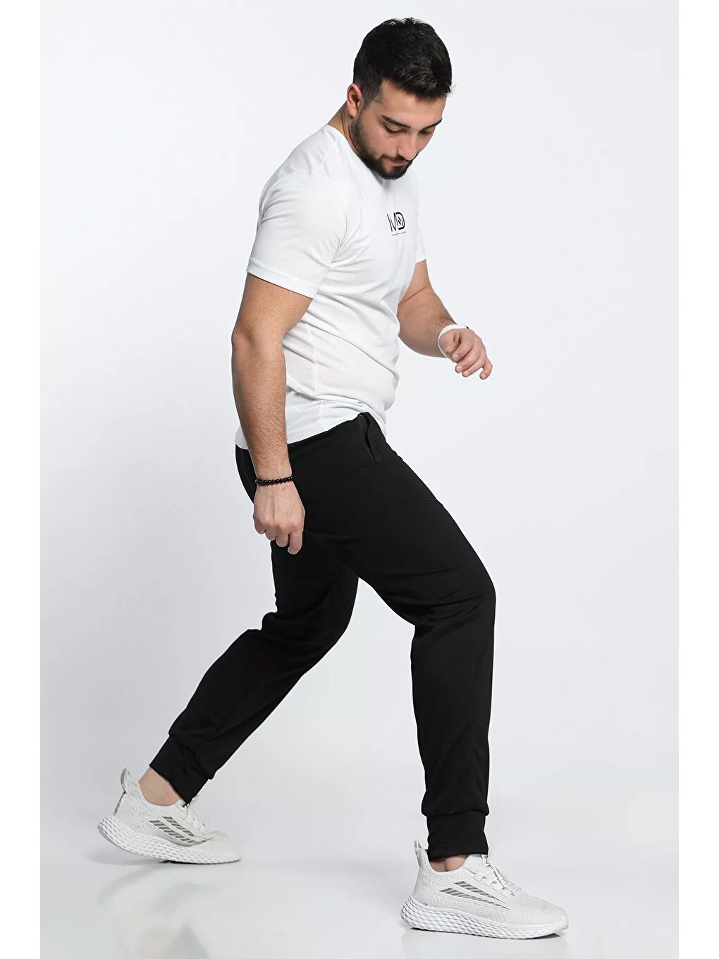 Siyah Erkek Yan Baskılı Alt Eşofman-2