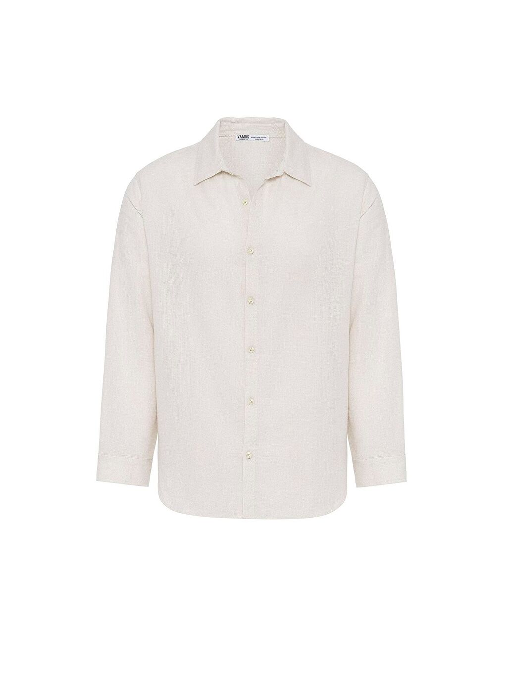 Uzun Kollu Basic Oversize Gömlek Bej-1