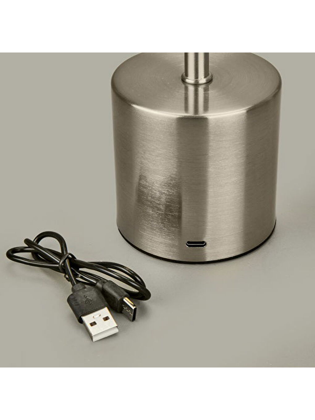 Gri Dekoratif Şarjlı Dokunmatik Masa Lambası - Silver - 31 cm-5