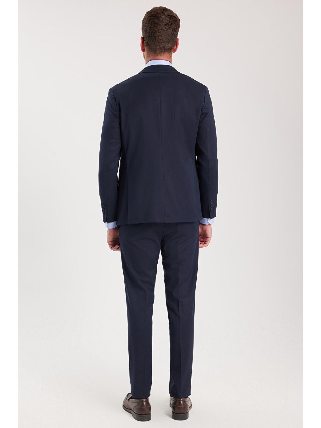 Lacivert Erkek Regular Fit Esnek Elastanlı Kumaş Mono Yaka Kapaklı Cepli Takım Elbise-6