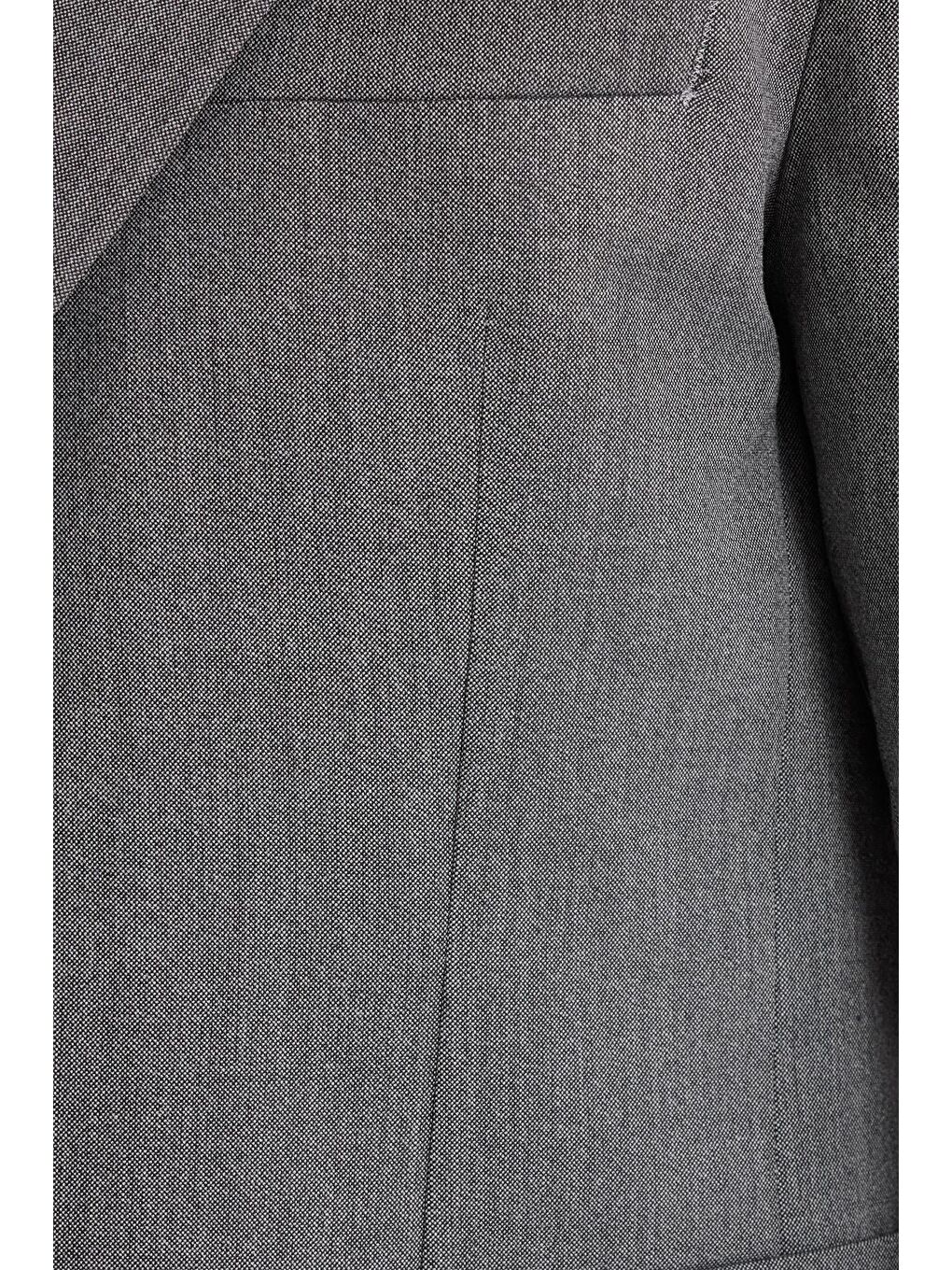 Siyah Erkek Regular Fit Esnek Elastanlı Kumaş Mono Yaka Torba Cepli Takım Elbise-5