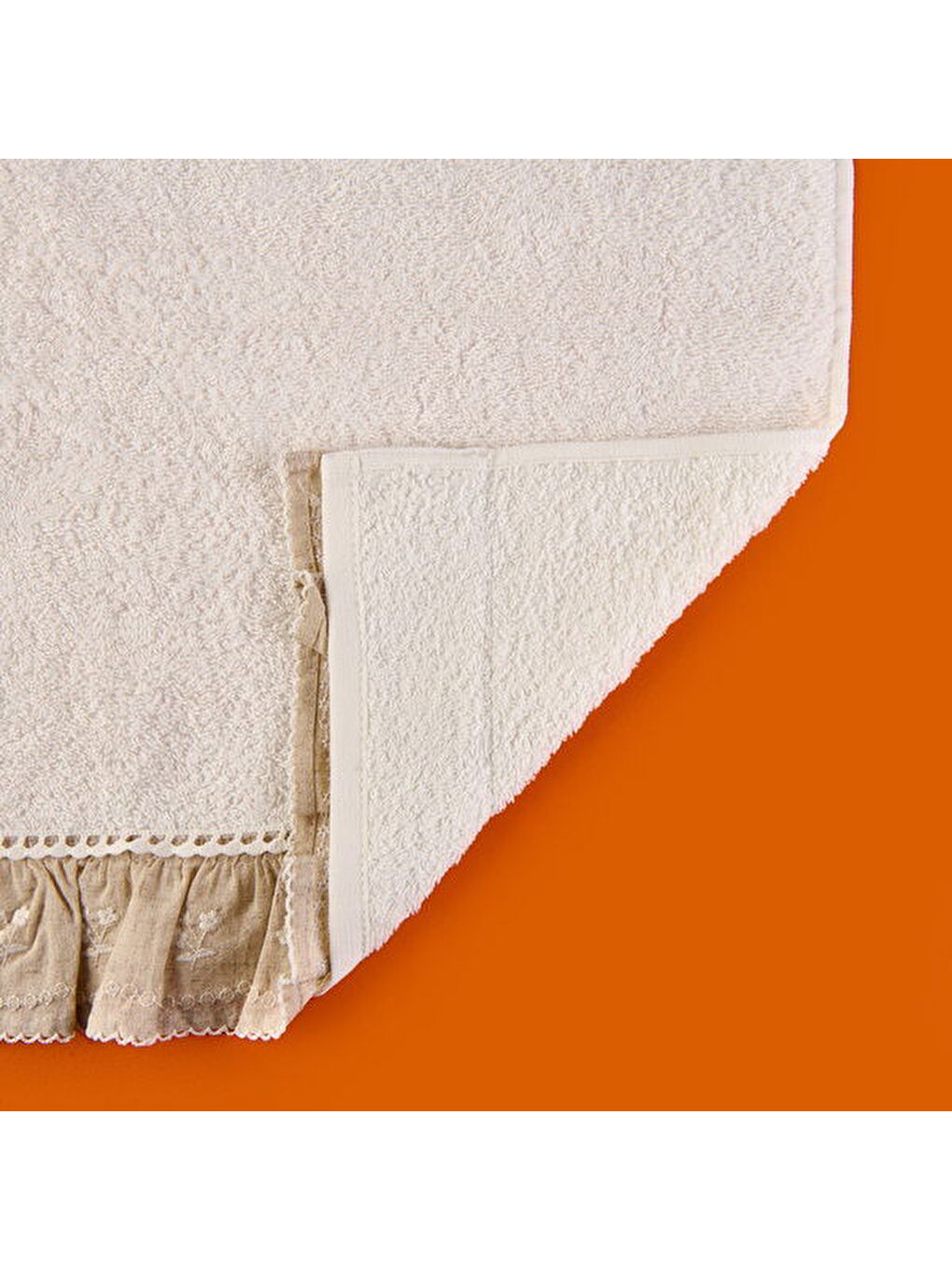 Soft French Cottage Twin Çiçek Desenli Yüz Havlusu - Ekru - 50x90 cm-3