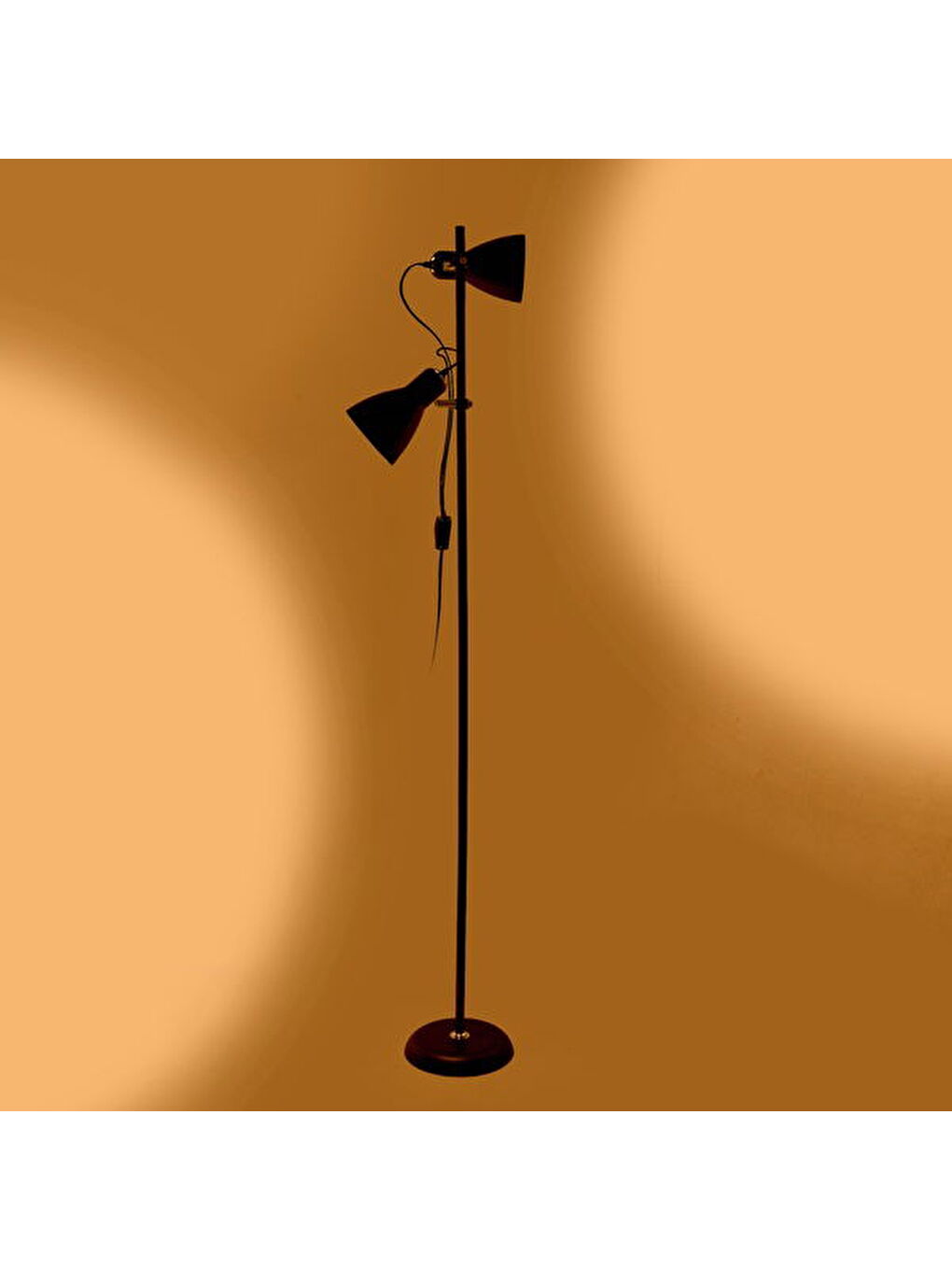 Zenith Oynar Başlıklı 2'li Metal Lambader - Siyah-1