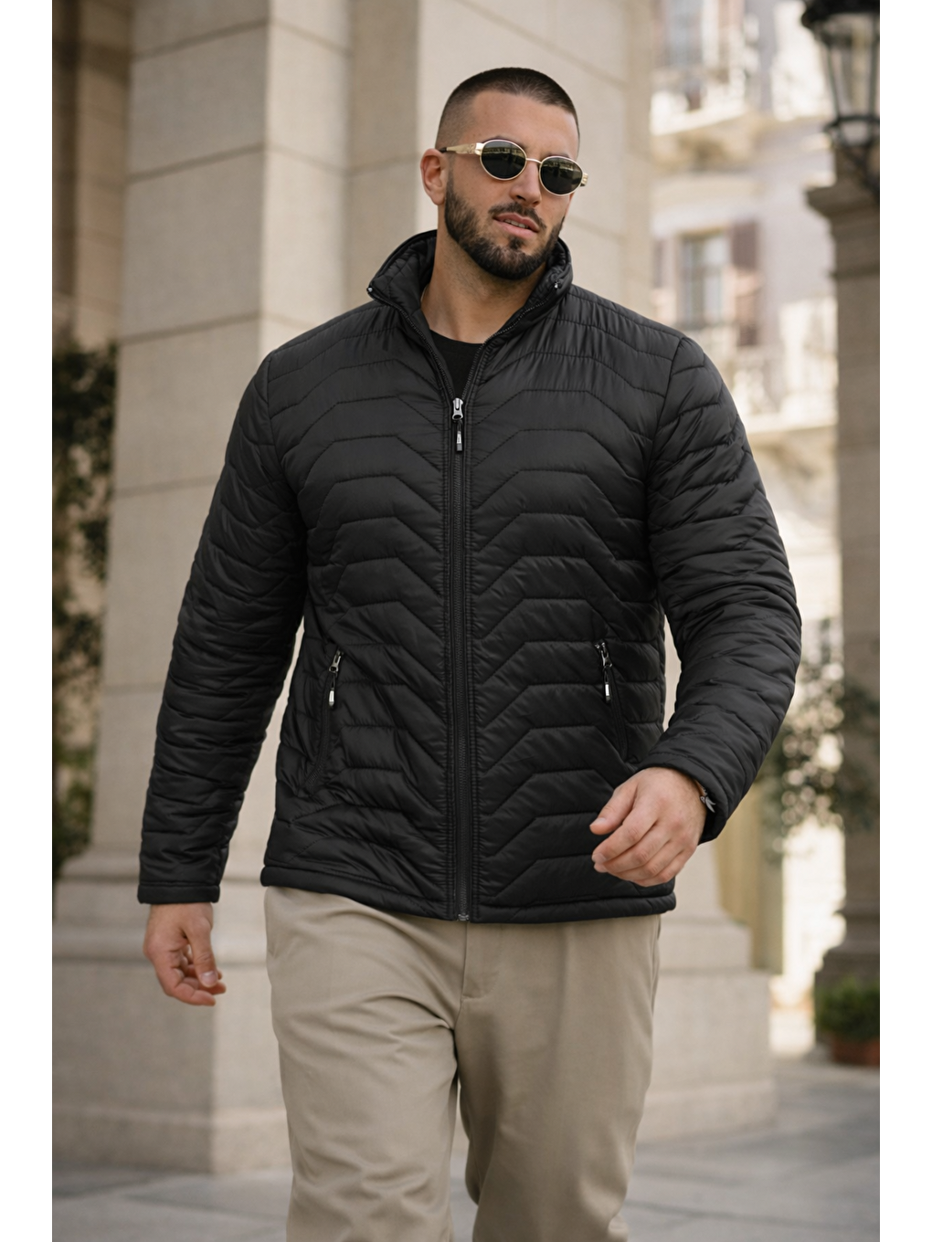 Erkek Kışlık Premium Günlük Kapitone Siyah Şişme Mont-2