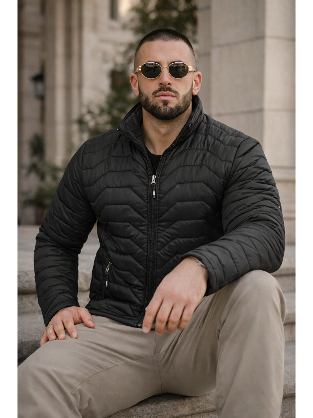 Erkek Kışlık Premium Günlük Kapitone Siyah Şişme Mont-3