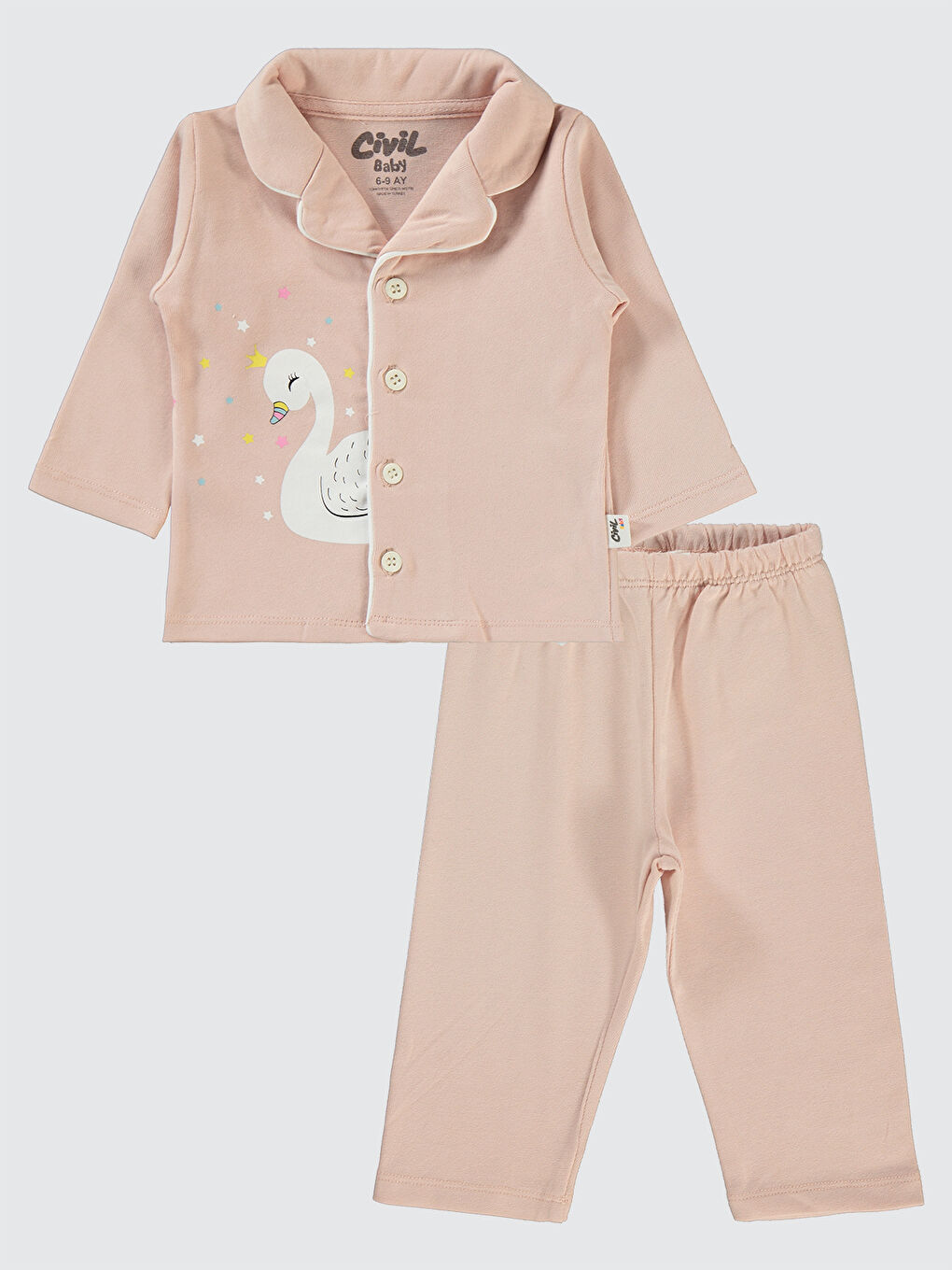 Civil Pembe Baby Kız Bebek Pijama Takımı 6-18 Ay Pudra