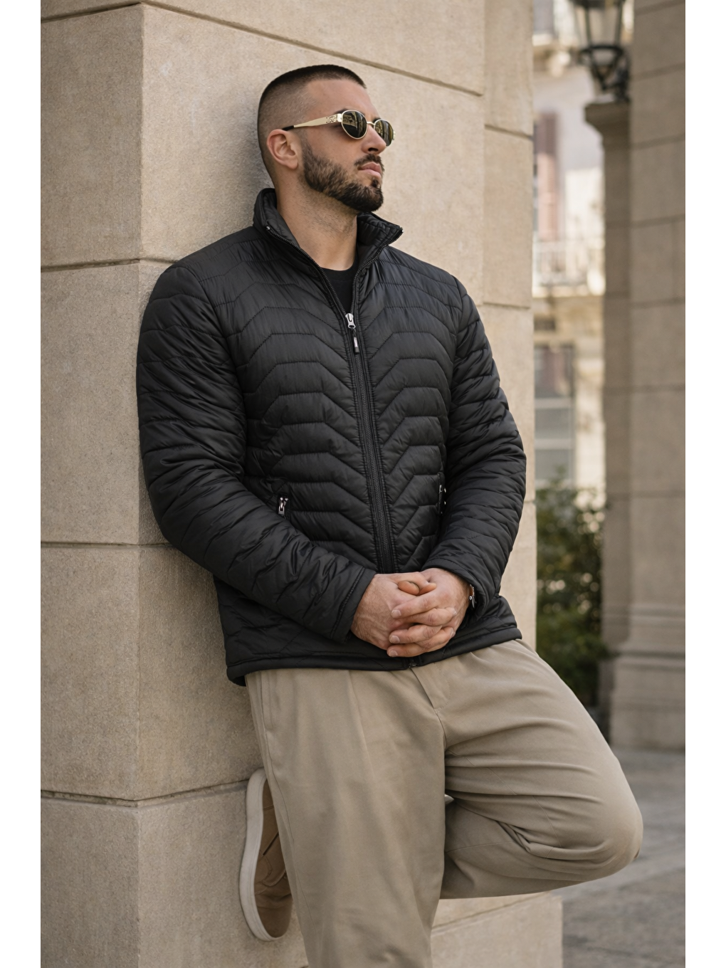 Erkek Kışlık Premium Günlük Kapitone Siyah Şişme Mont-5