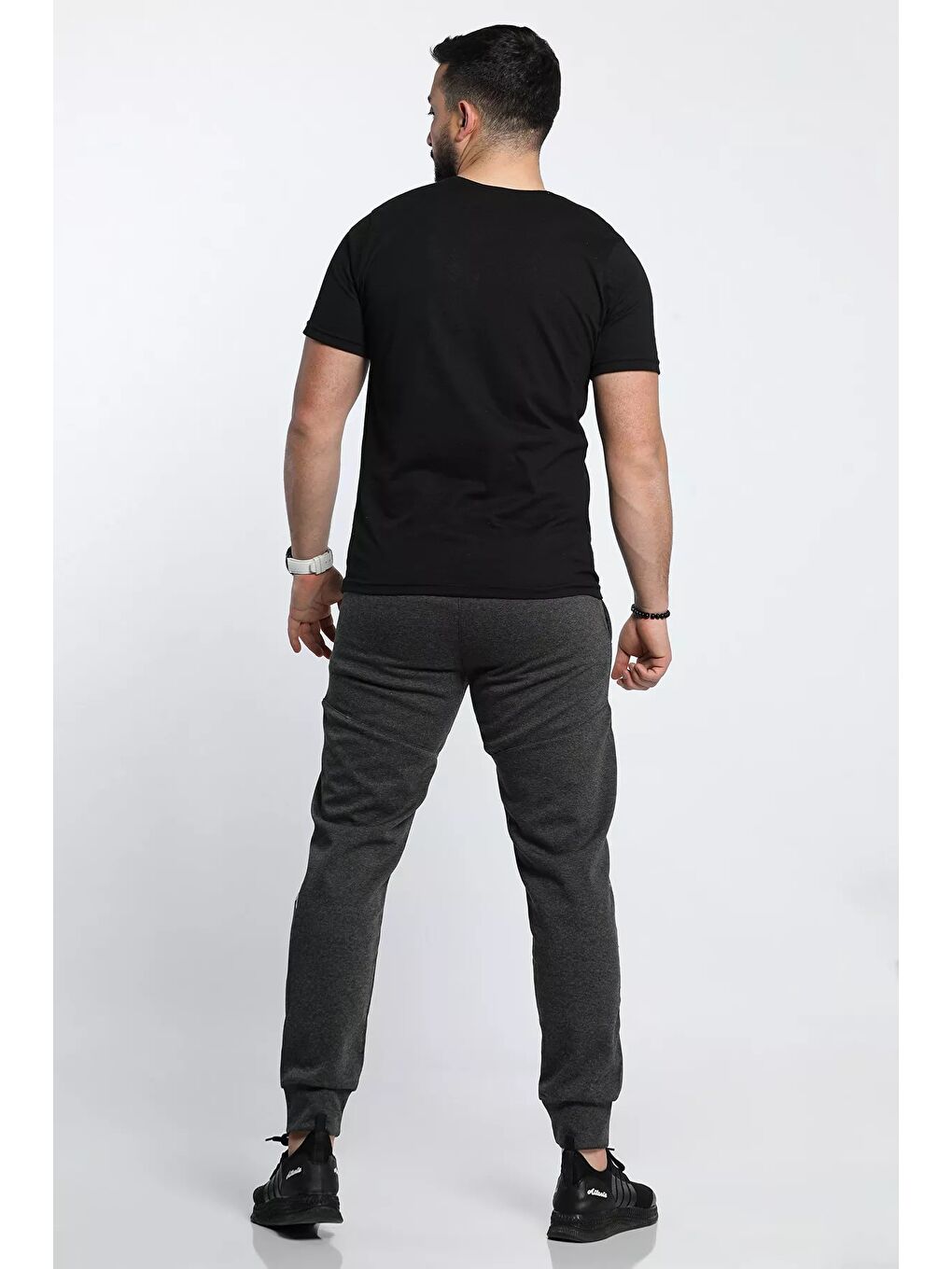 Antrasit Erkek Yan Baskılı Alt Eşofman-4