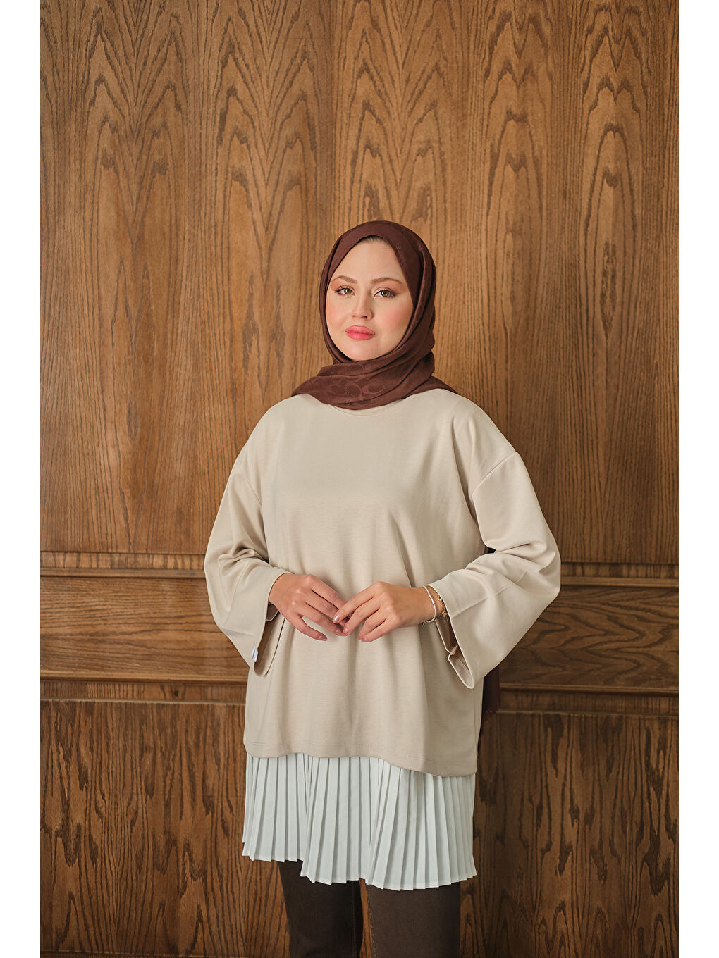 Ekru Kadın Salaş Düz Body Krem-1