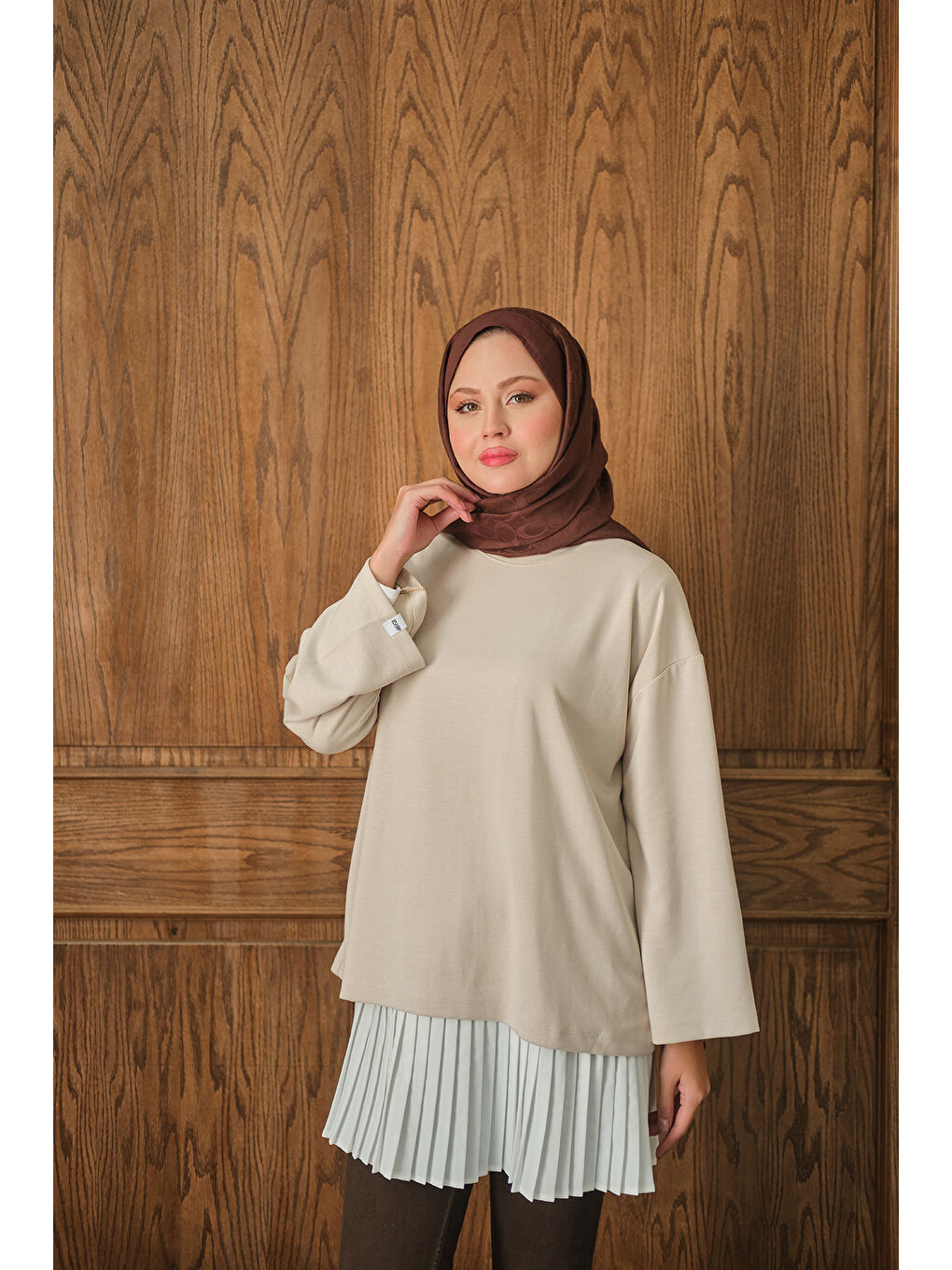 Ekru Kadın Salaş Düz Body Krem-2