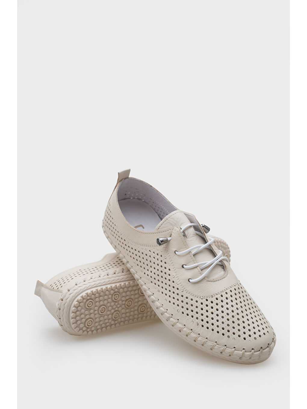 Bej Rubia Hakiki Deri Soft Konfor Tabanlı Kadın Sneaker-3