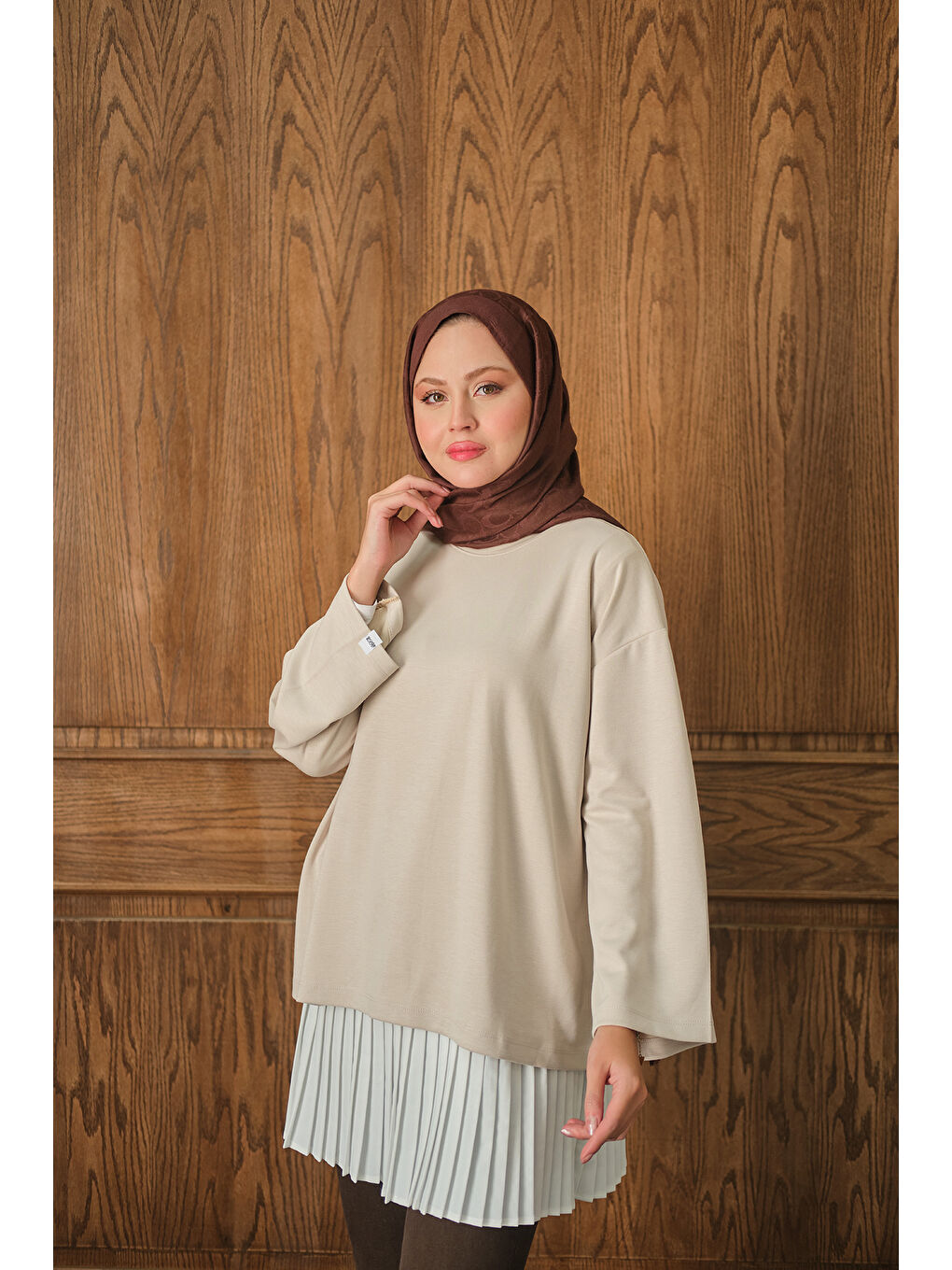 Ekru Kadın Salaş Düz Body Krem-4