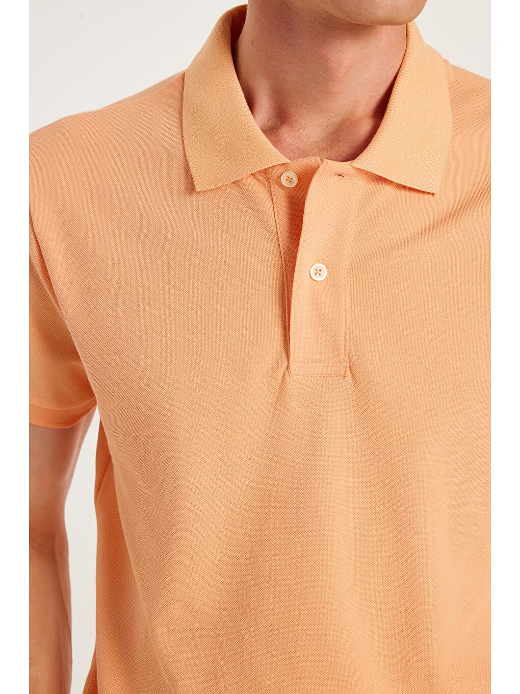 Erkek Slim Fit Dar Kesim %100 Pamuk Turuncu Polo Yaka Tişört-2
