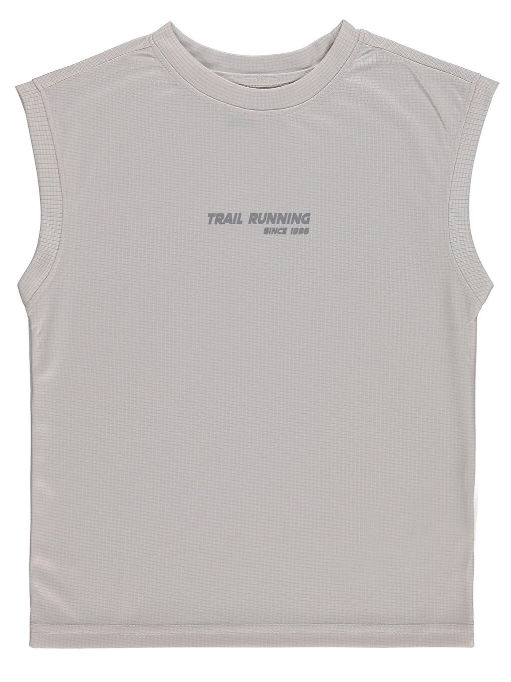 Bej Boys Reflektör Baskılı Kolsuz 6-9 Yaş Tişört - Koyu Taş Rengi