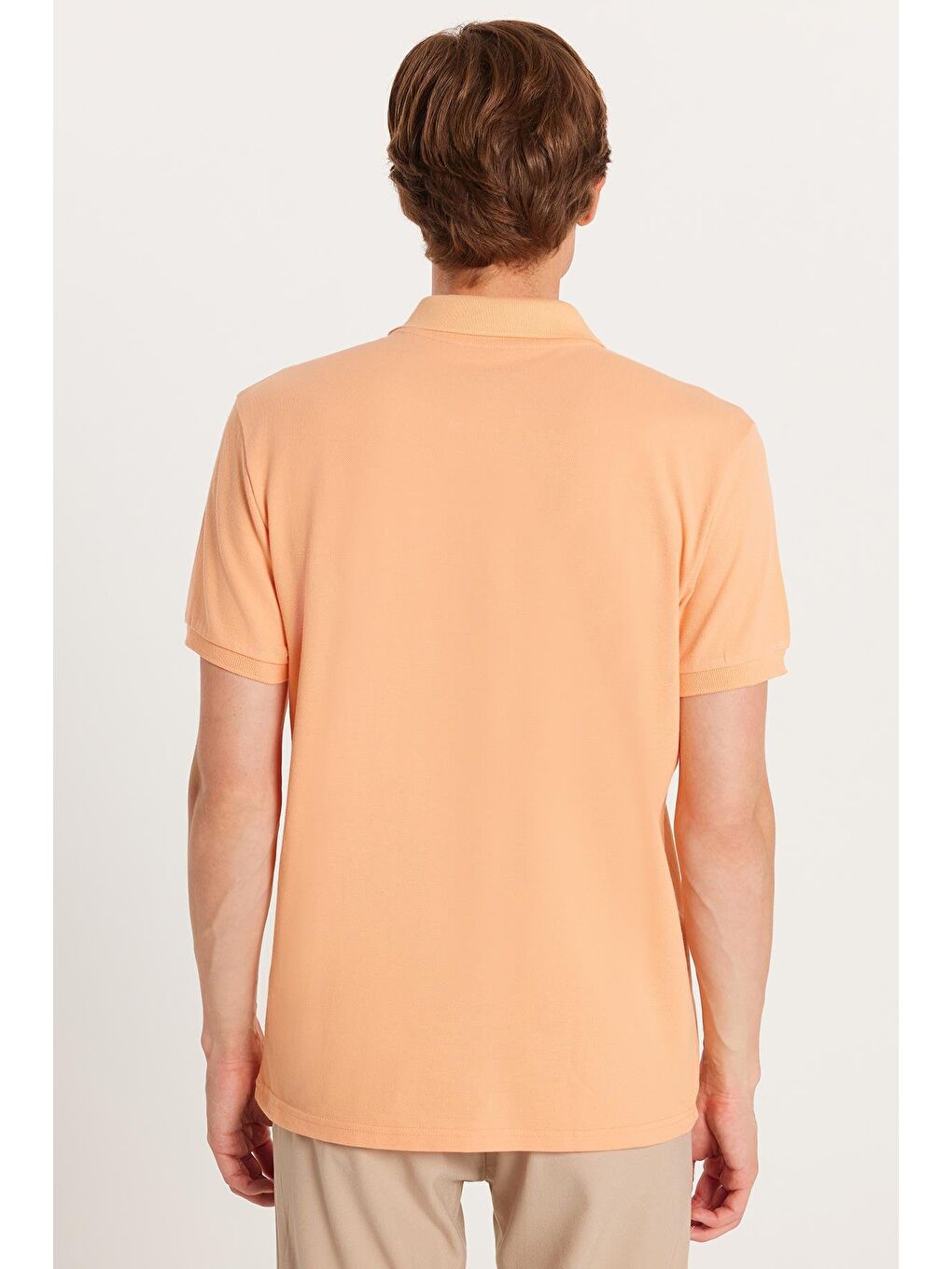Erkek Slim Fit Dar Kesim %100 Pamuk Turuncu Polo Yaka Tişört-4