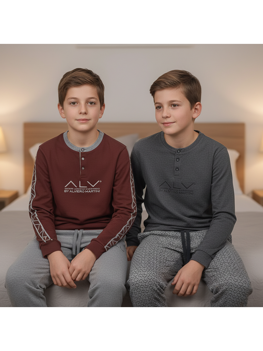 Karışık Genç Erkek Pamuklu 2 Adet 2'Li Pijama Takımı Al001 V2, Al003 V1 Bb2457-2