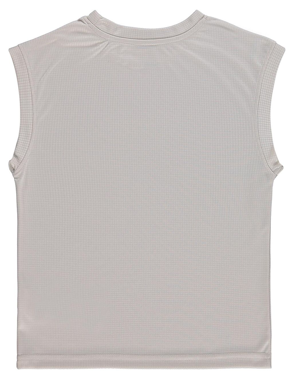 Bej Boys Reflektör Baskılı Kolsuz 6-9 Yaş Tişört - Koyu Taş Rengi-1