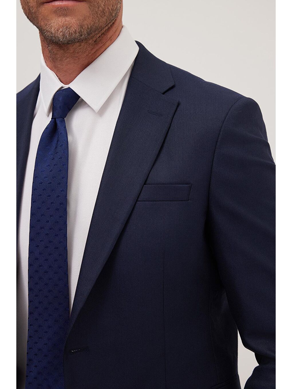 Erkek Slim Fit Mono Yaka Koyu Lacivert Takım Elbise-2