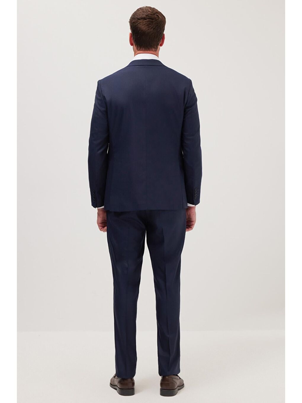 Erkek Slim Fit Mono Yaka Koyu Lacivert Takım Elbise-6