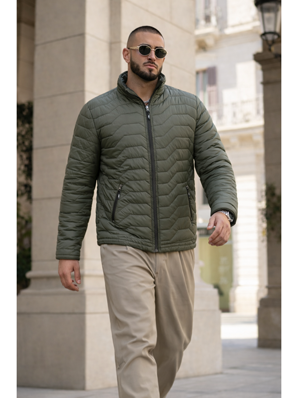 Erkek Kışlık Premium Günlük Kapitone Haki Şişme Mont-2