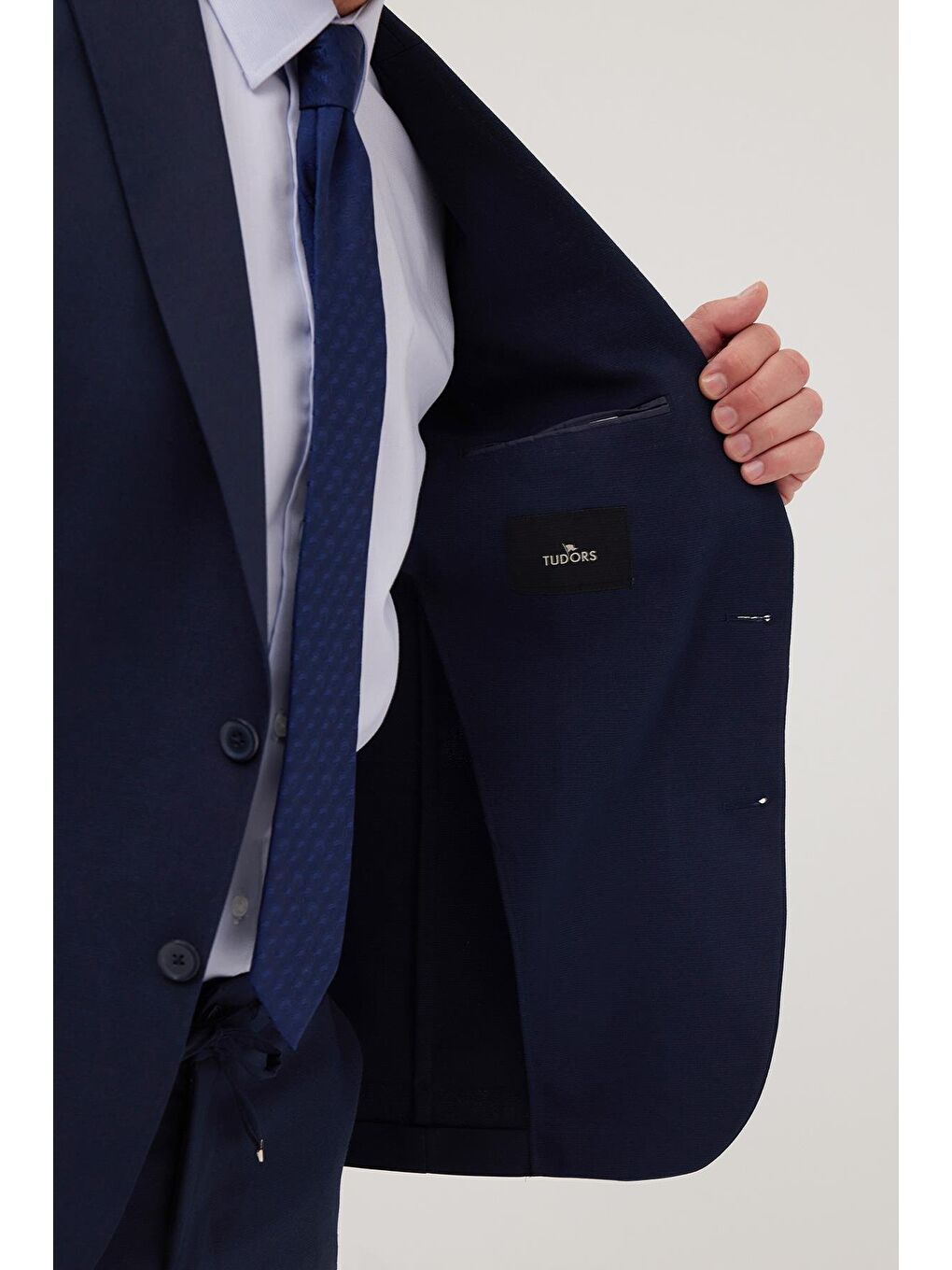 Erkek Slim Fit Mono Yaka Elastanlı Esnek Kumaş Lacivert Takım Elbise-2