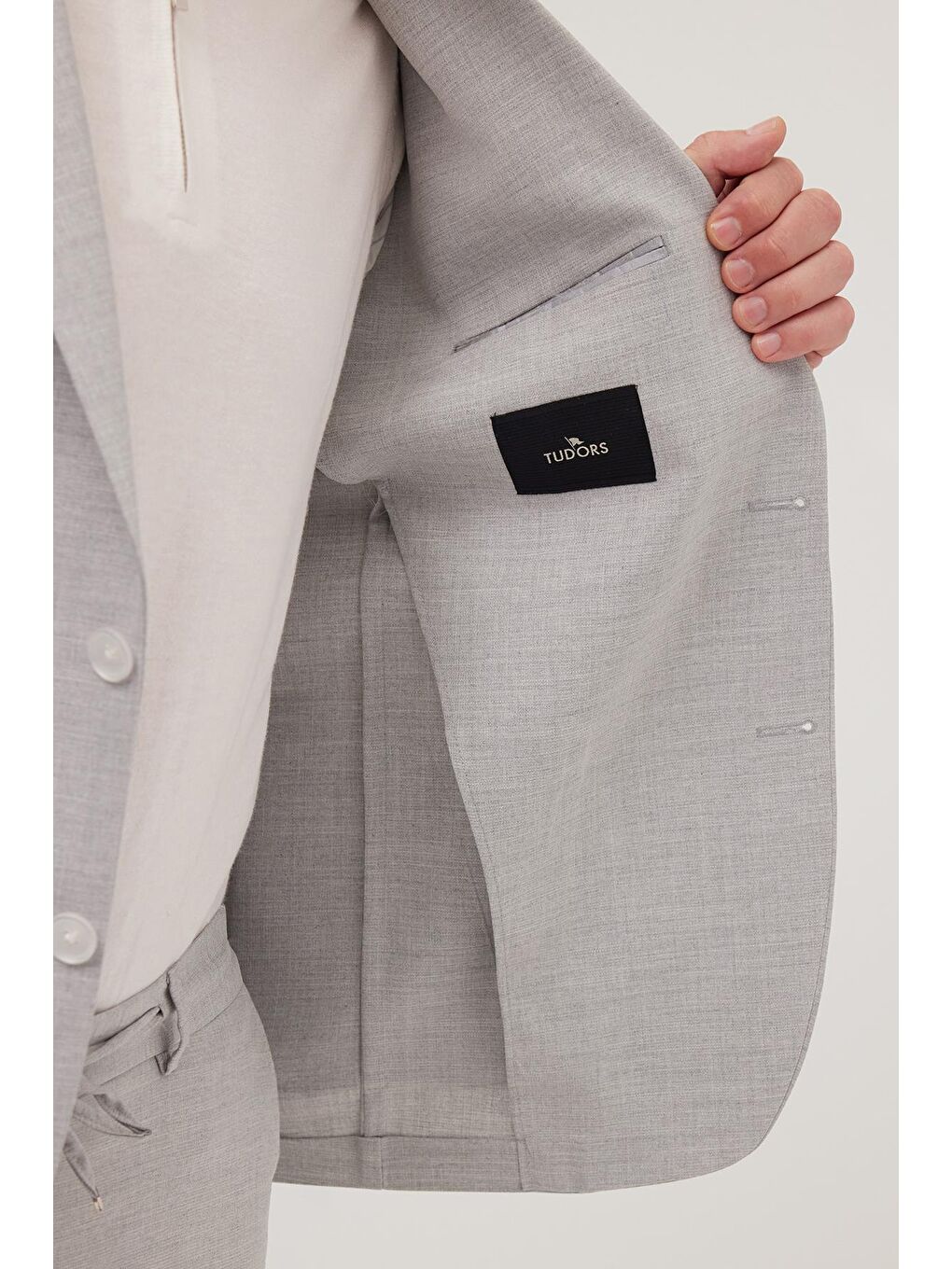 Erkek Slim Fit Mono Yaka Elastanlı Esnek Kumaş Gri Takım Elbise-5