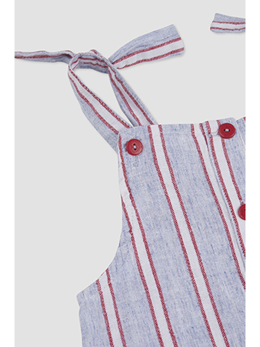 Kız Bebek Çizgi Desenli Mavi Salopet-2