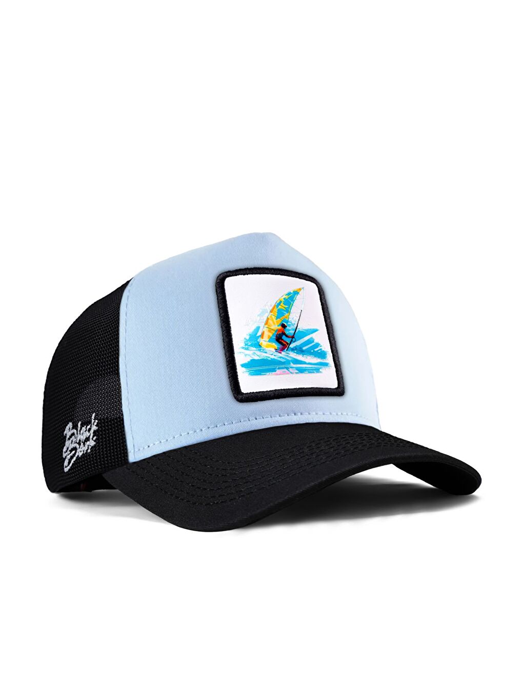Sörf Logolu Siyah-Buz Mavi Trucker Şapka