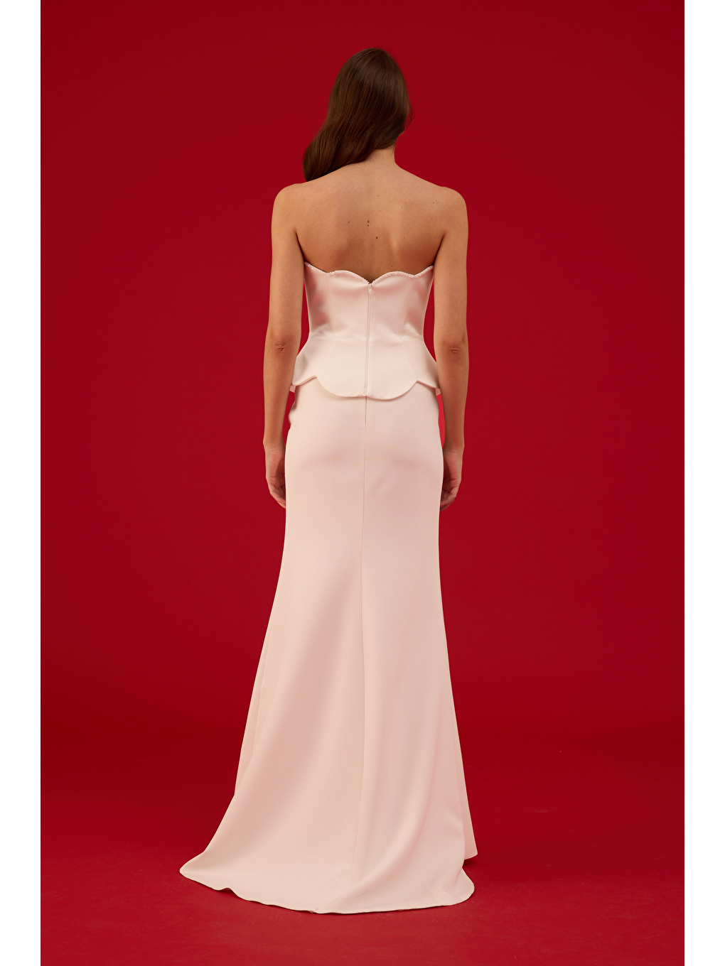 Beyaz İşlemeli Krep Nikah Elbisesi-4
