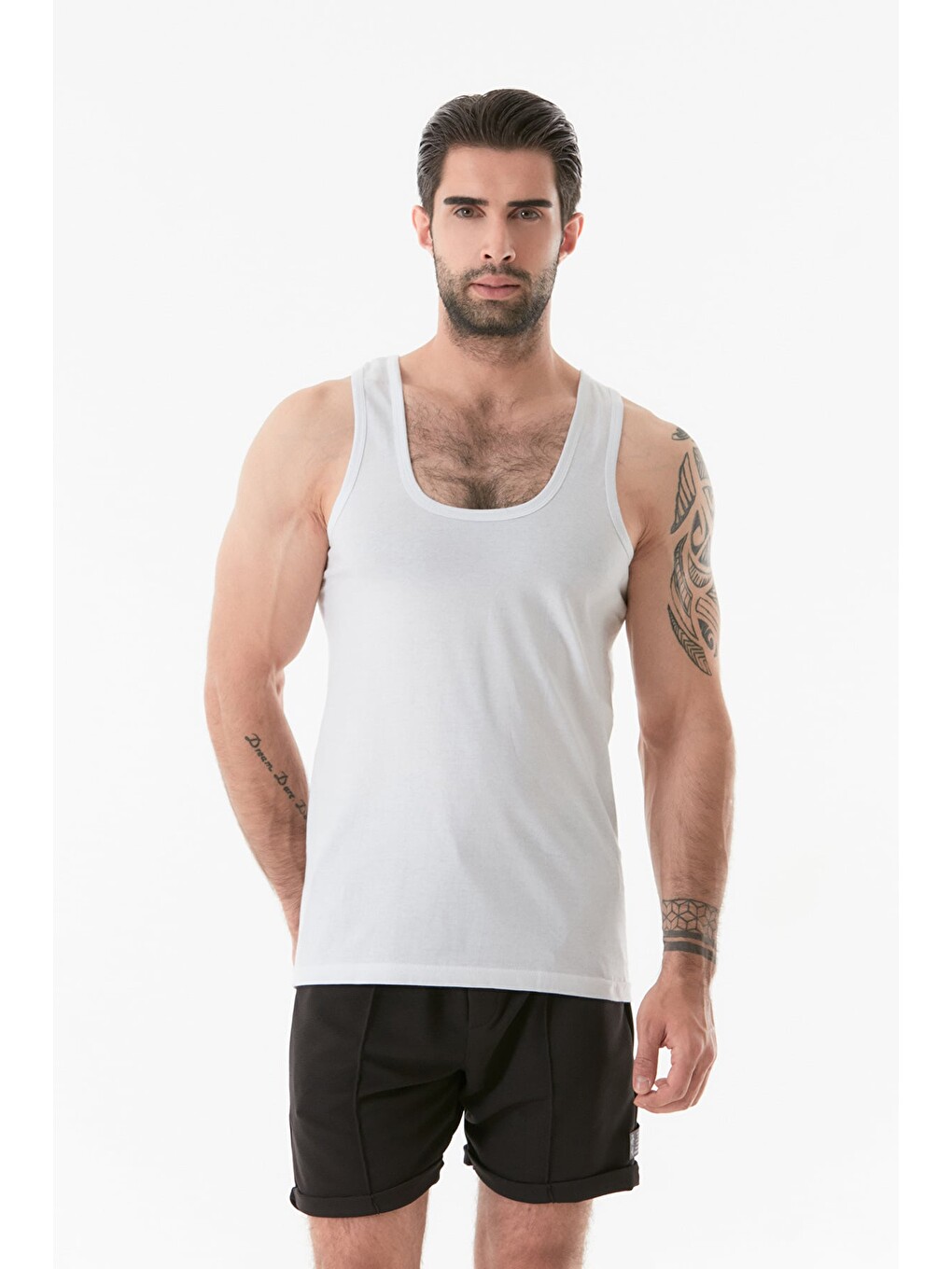 Beyaz Basic 3 Lü U Yaka Atlet-1
