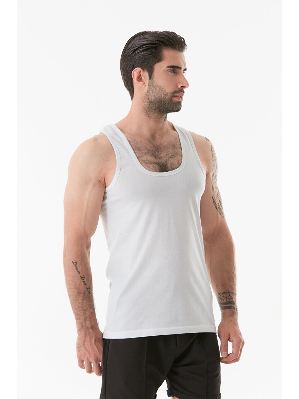 Beyaz Basic 3 Lü U Yaka Atlet-2