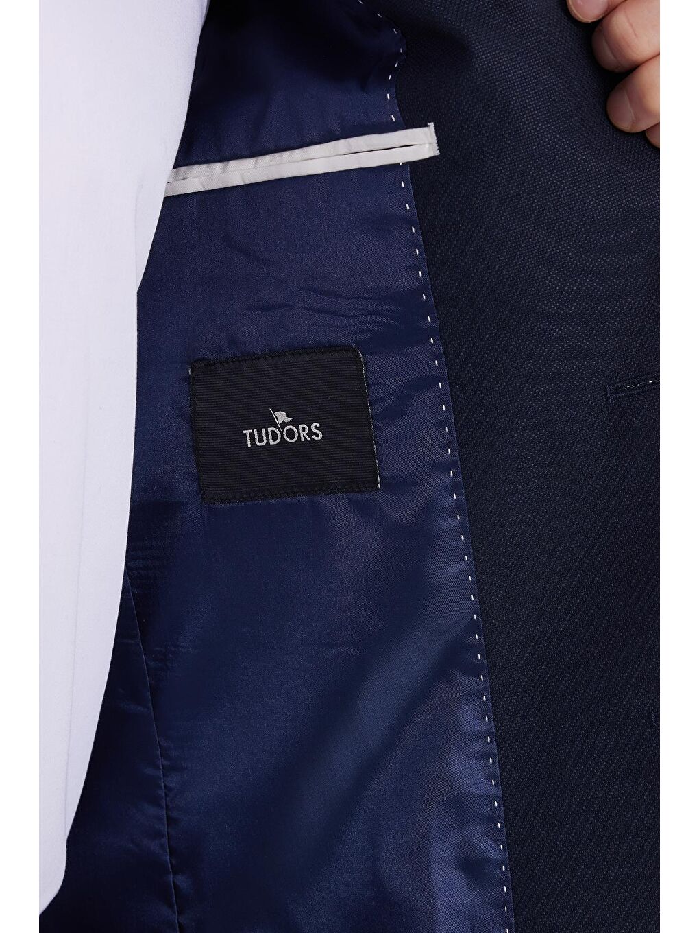 Erkek Regular Fit Lacivert Mono Yaka Beli Bağcıklı Torba Cepli Takım Elbise-5