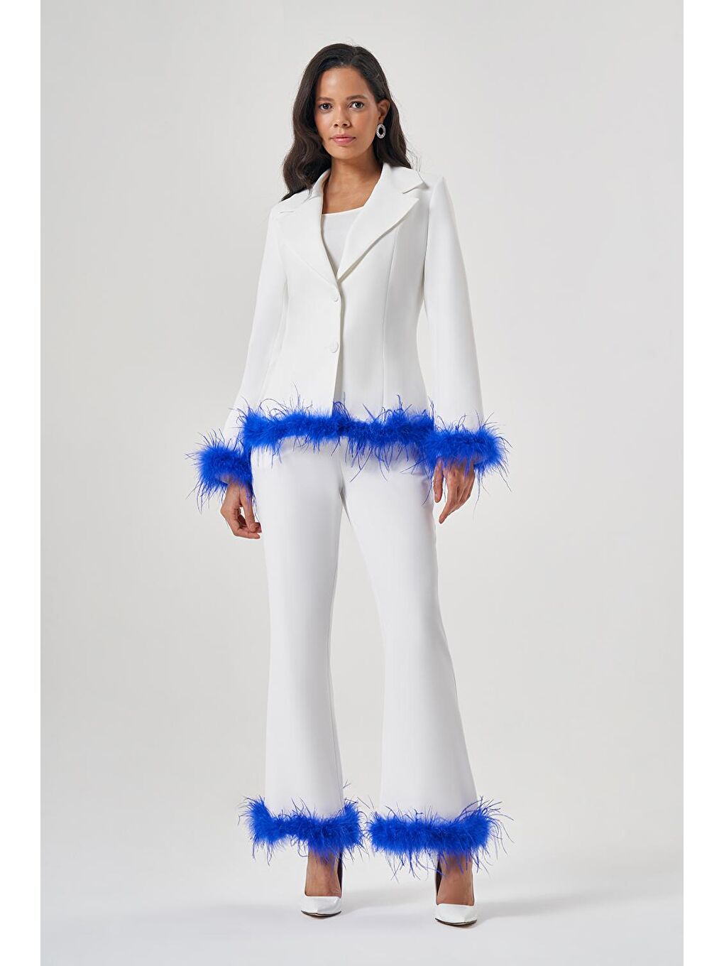 Tüylü Luxury Ekru Ceket-1