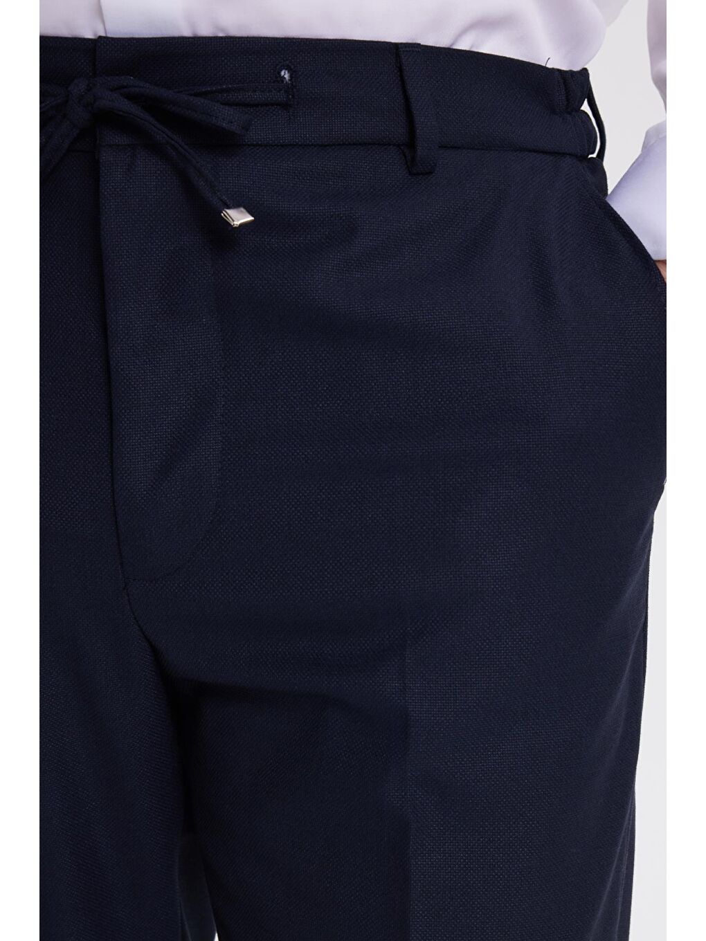 Erkek Regular Fit Lacivert Mono Yaka Beli Bağcıklı Torba Cepli Takım Elbise-7