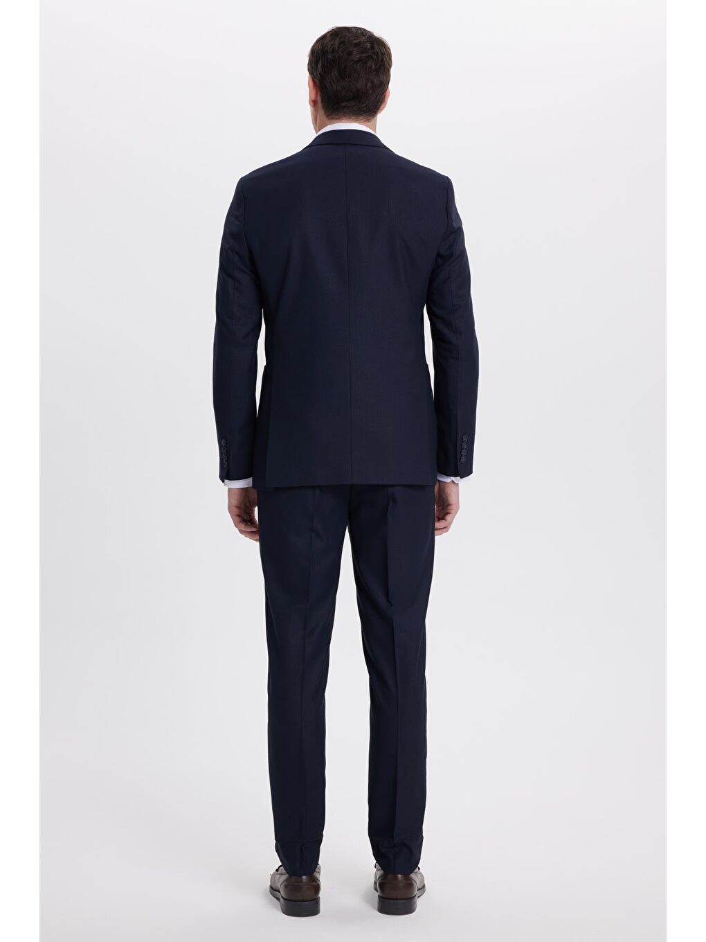 Erkek Regular Fit Lacivert Mono Yaka Beli Bağcıklı Torba Cepli Takım Elbise-9