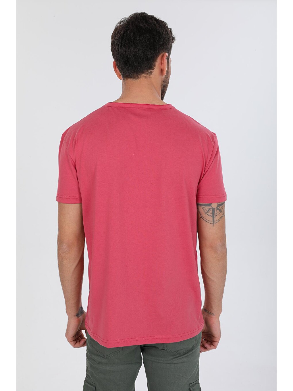 Pembe Oversize Fit Pamuklu Kısa Kollu Basic Uniseks Pis Yaka Unisex Tişört-4