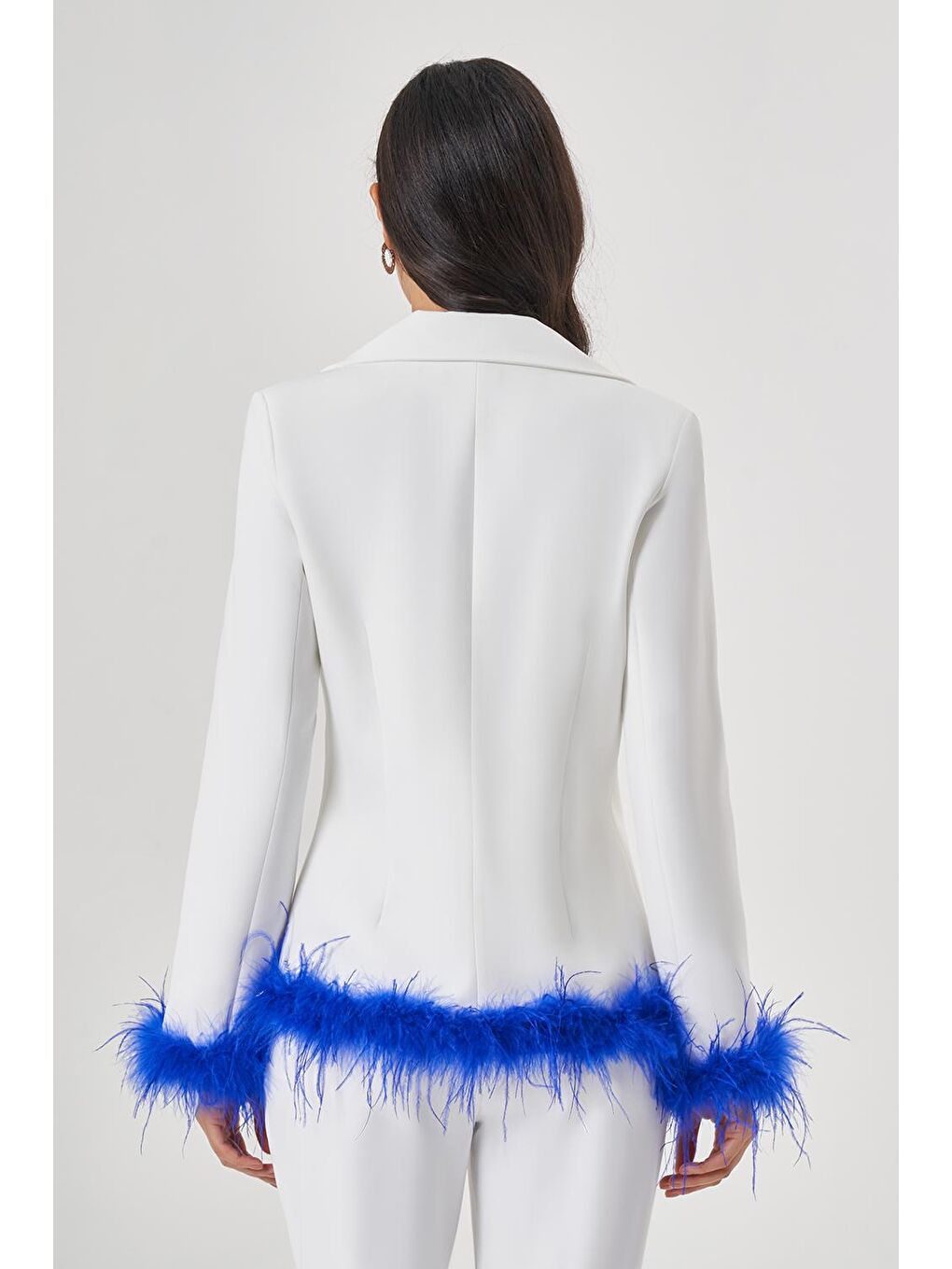 Tüylü Luxury Ekru Ceket-3