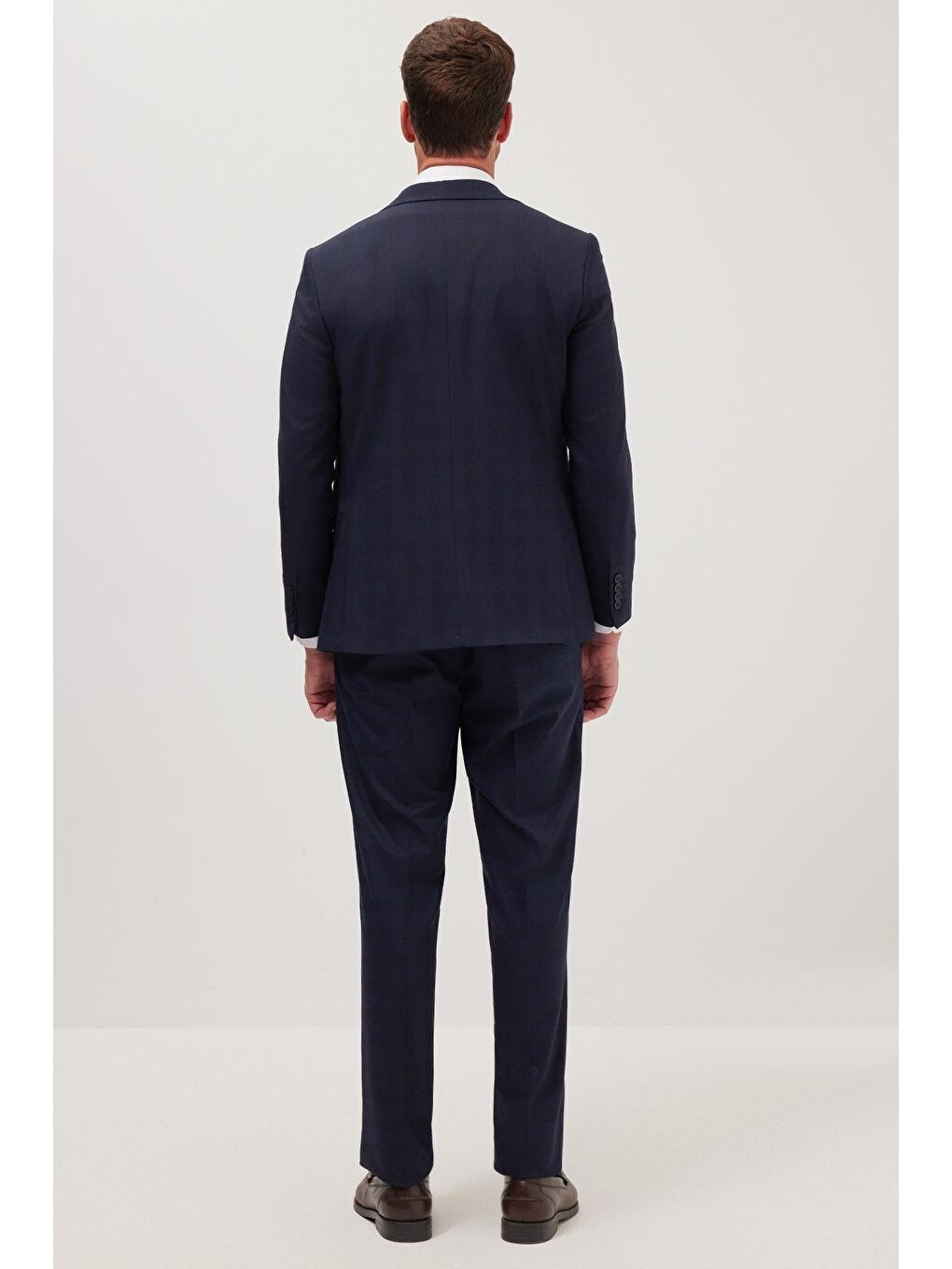 Erkek Slim Fit Mono Yaka Elastanlı Esnek Kumaş Lacivert Takım Elbise-6