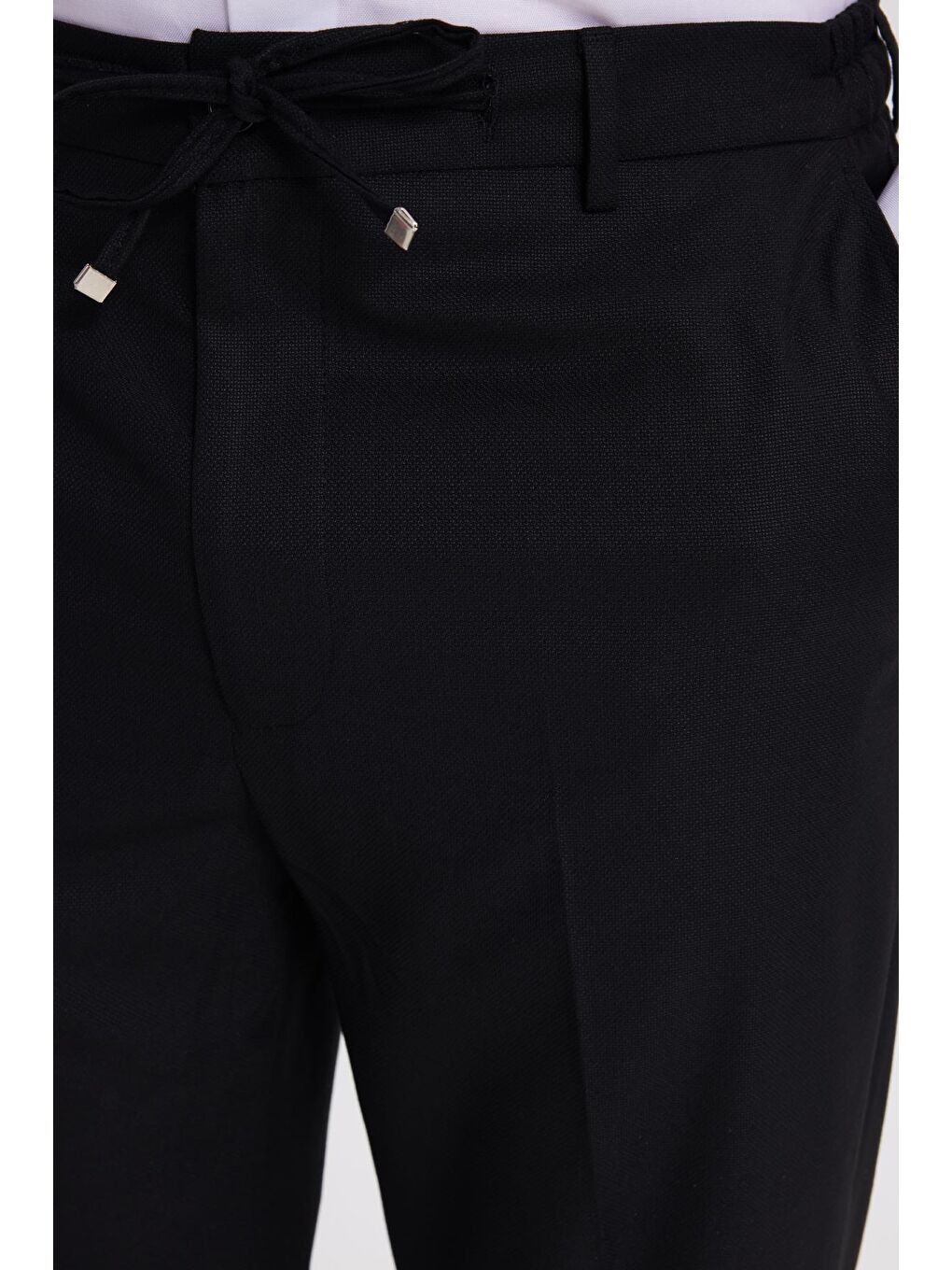 Erkek Regular Fit Siyah Mono Yaka Beli Bağcıklı Torba Cepli Takım Elbise-6