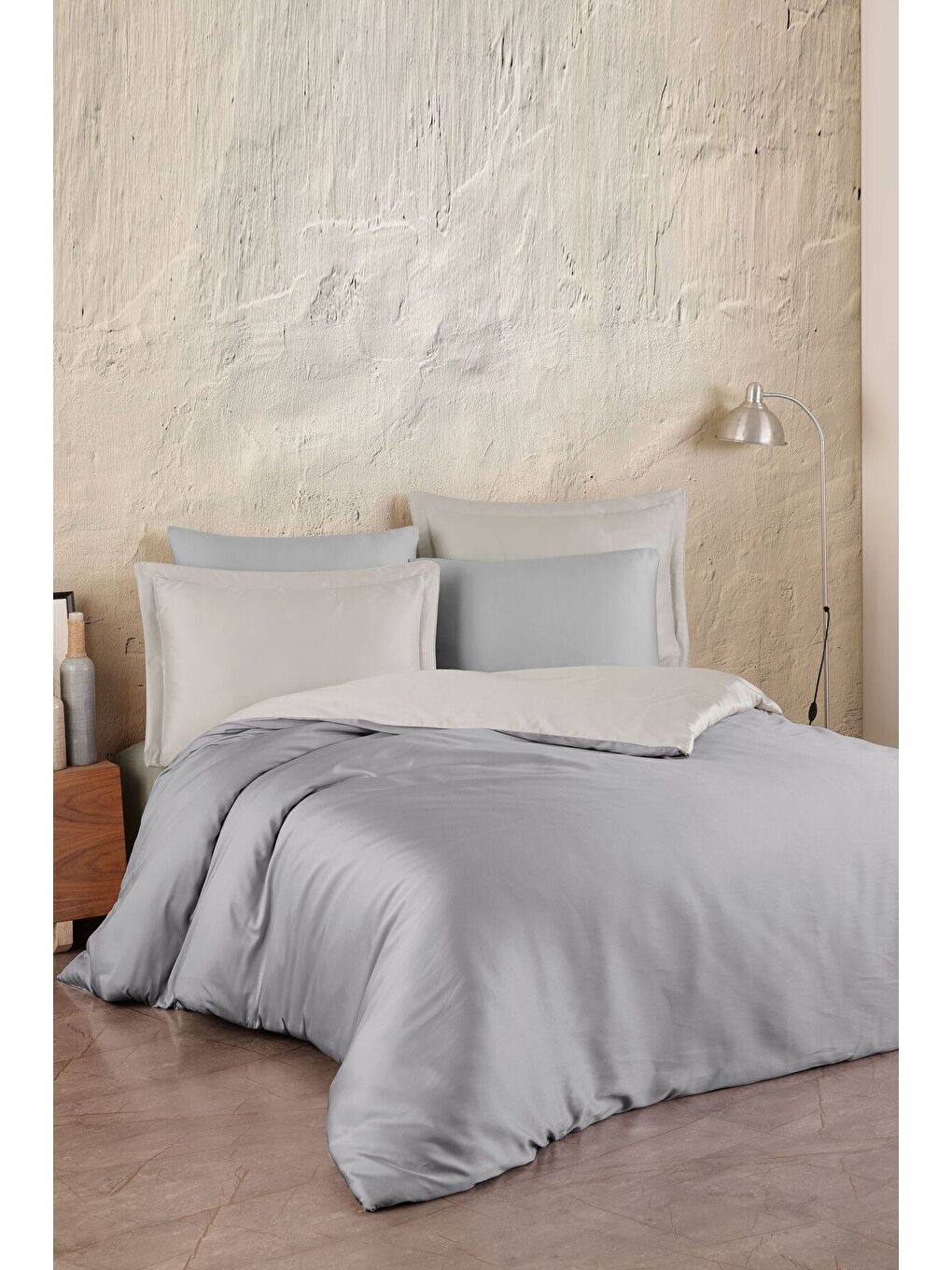 Bej Pamuk Saten Tek Kişilik Nevresim Takımı