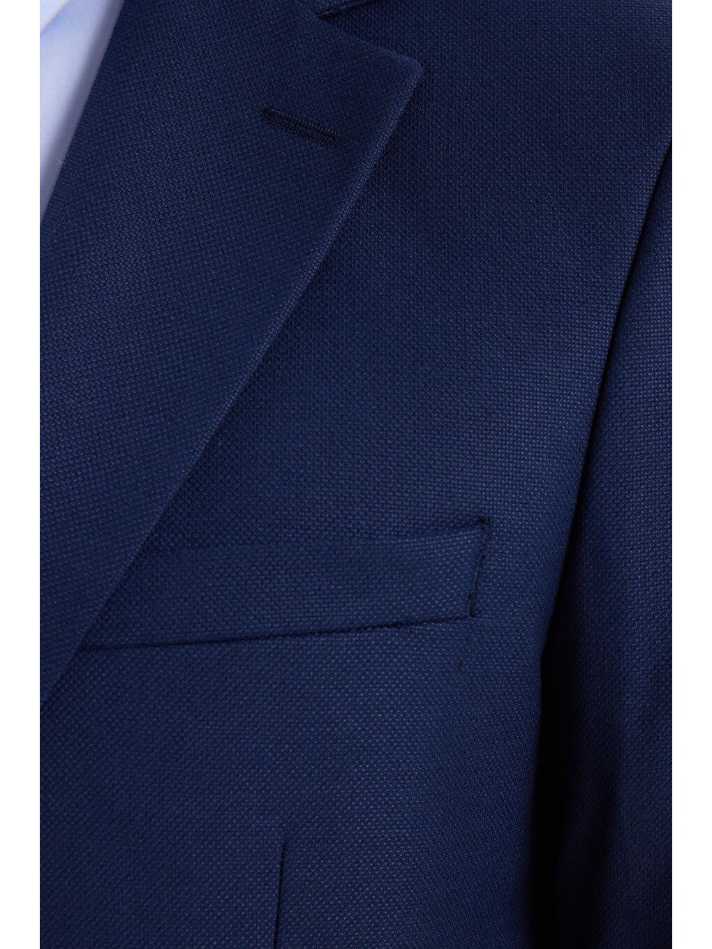 Erkek Regular Fit Koyu Lacivert Mono Yaka Beli Bağcıklı Torba Cepli Takım Elbise-8