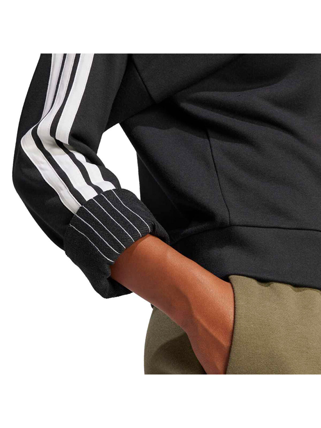 Essentials 3 Stripes French Terry Kadın Siyah Sweatshirt-2