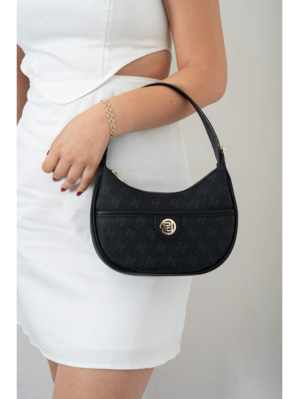 Siyah Kadın Omuz Çantası 1194-46978 SILVER POLO BAYAN ÇANTASI M178 SİYAH-MAT SİYAH-1