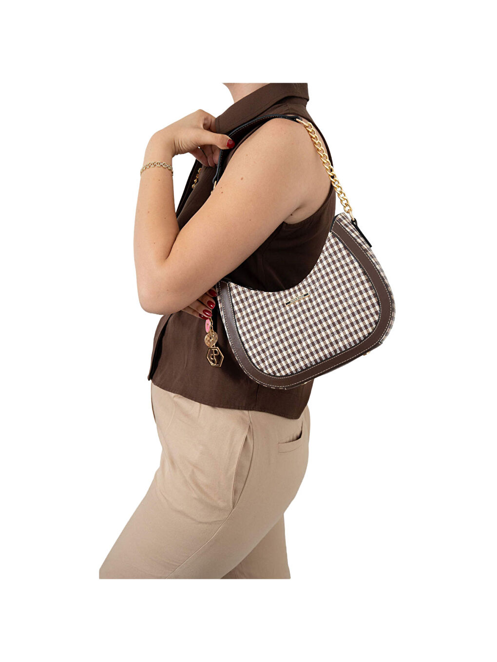 Kahverengi Kadın Omuz Çantası 1168-47818 SILVER POLO BAYAN ÇANTASI M191 KAHVE SARI-MAT KAHVE