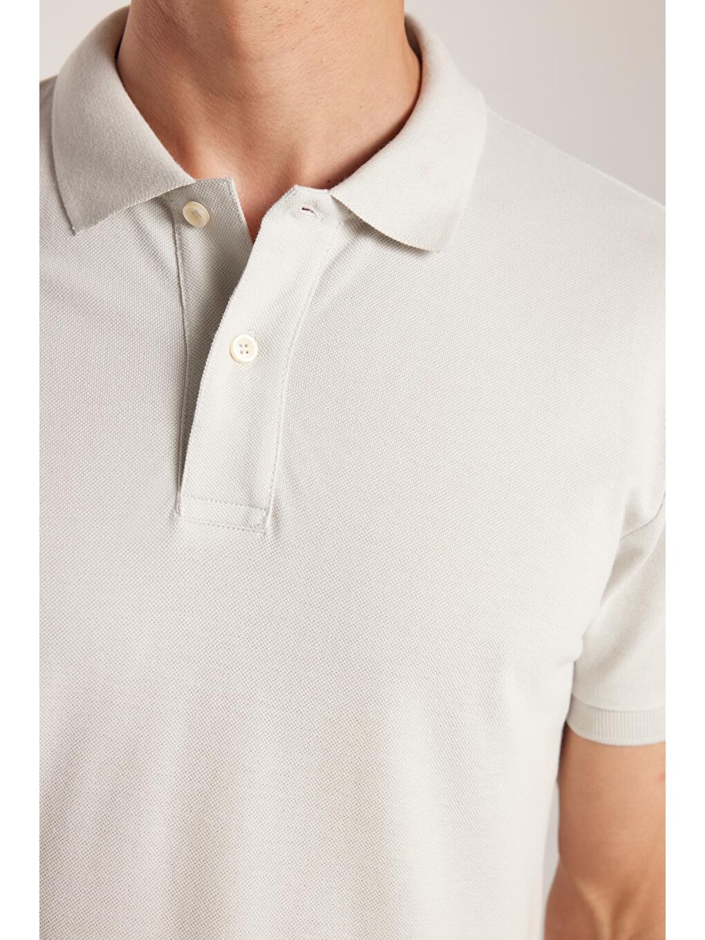 Erkek Slim Fit Dar Kesim %100 Pamuk Gri Polo Yaka Tişört-2