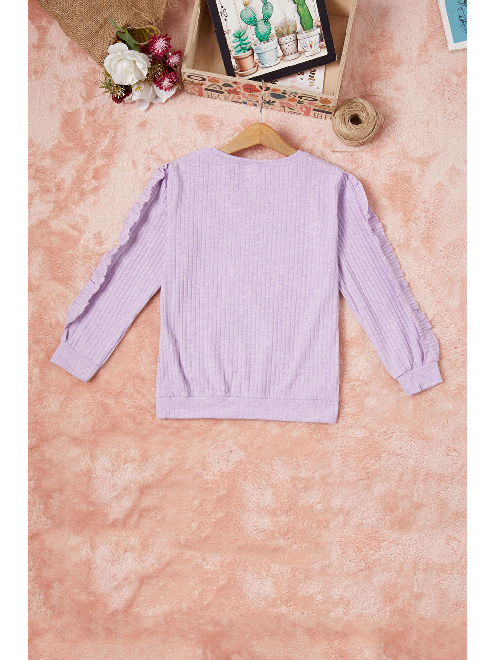 Pembe Life Kids Club Lila Fırfırlı Kedi Nakışlı Kız Çocuk Sweatshirt16577 - 4