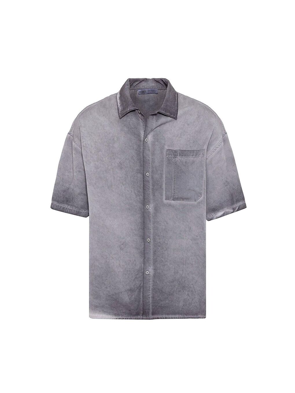 Yıkamalı Kısa Kollu Oversize Gömlek Gri-1