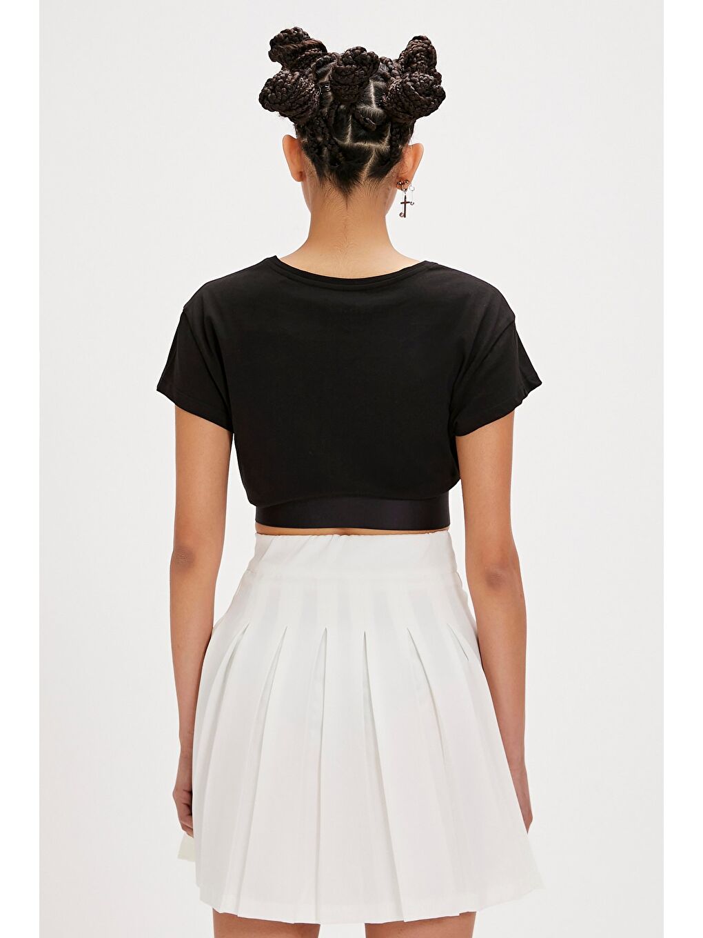 Della Siyah Baskılı Kadın Tişört-4