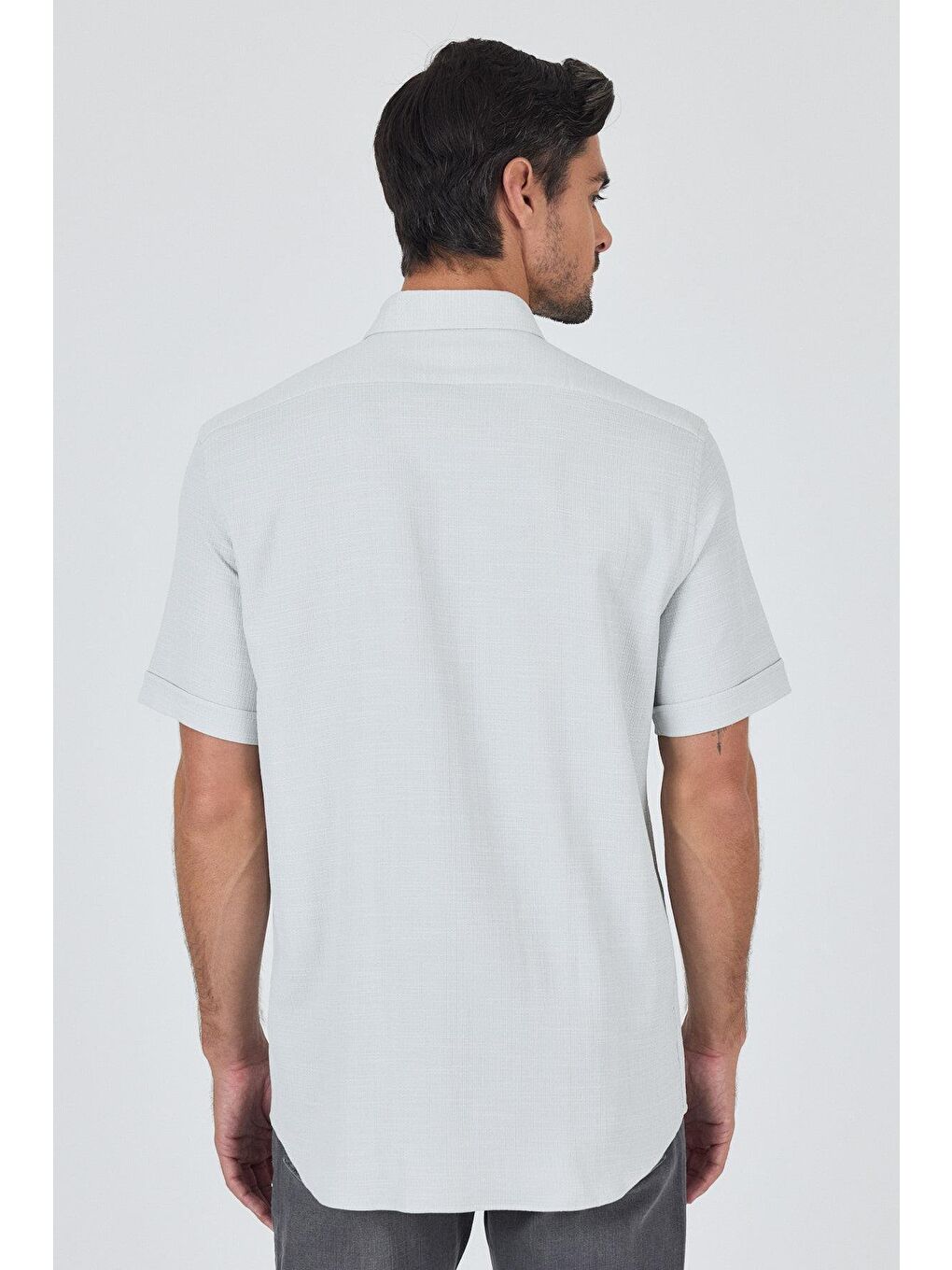 Turkuaz Su Yeşili Biritli Yaka Düz Casual Pamuklu Comfort Fit Gömlek 1004250221-4